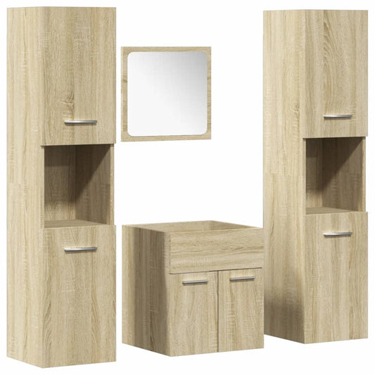 4 Piece Bathroom Furniture Set Sonoma Oak Engineered Wood