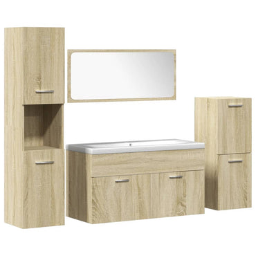 5 Piece Bathroom Furniture Set Sonoma Oak Engineered Wood