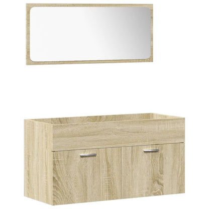 5 Piece Bathroom Furniture Set Sonoma Oak Engineered Wood