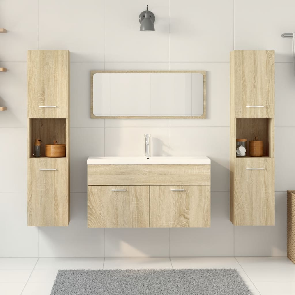 5 Piece Bathroom Furniture Set Sonoma Oak Engineered Wood