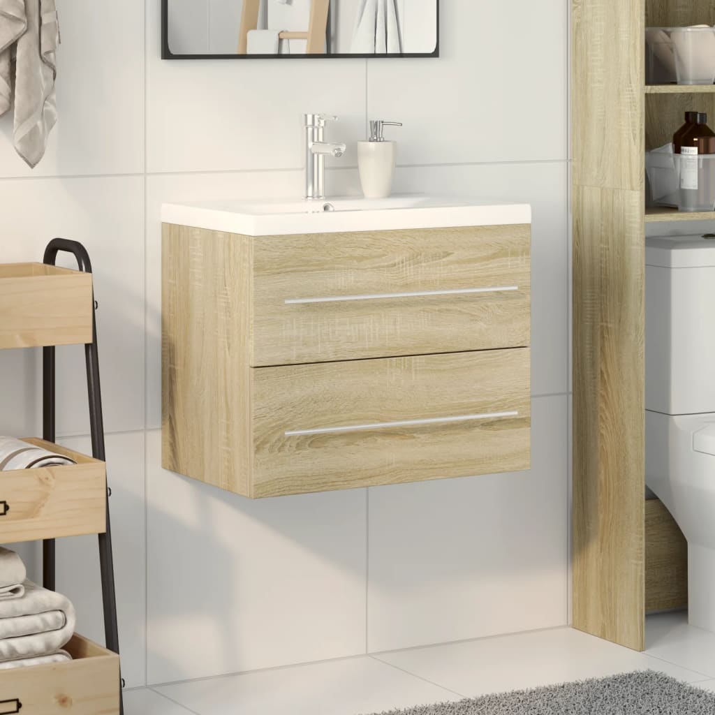 2 Piece Bathroom Furniture Set Sonoma Oak Engineered Wood