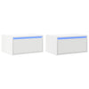 Wall-mounted Bedside Cabinets with LED Lights 2 pcs White