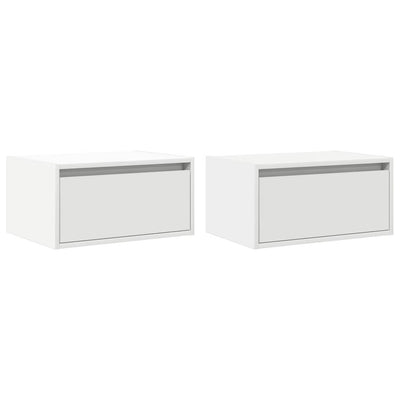 Wall-mounted Bedside Cabinets with LED Lights 2 pcs White