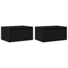 Wall-mounted Bedside Cabinets with LED Lights 2 pcs Black Oak