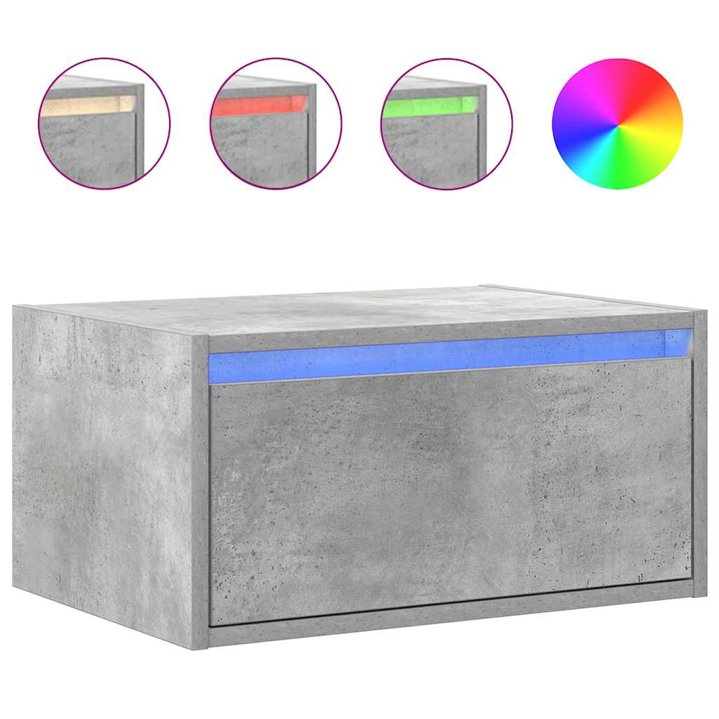 Wall-mounted Bedside Cabinet | Concrete grey | Engineered wood | Medium