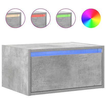 Wall-mounted Bedside Cabinet | Concrete grey | Engineered wood | Medium