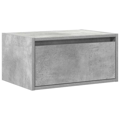 Wall-mounted Bedside Cabinet | Concrete grey | Engineered wood | Medium