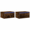 Wall-mounted Bedside Cabinets with LED Lights 2 pcs Smoked Oak