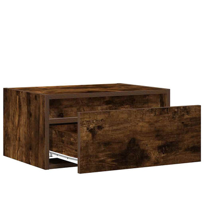 Wall-mounted Bedside Cabinets with LED Lights 2 pcs Smoked Oak