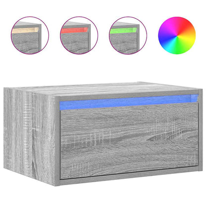 Wall-mounted Bedside Cabinet with LED Lights Grey Sonoma