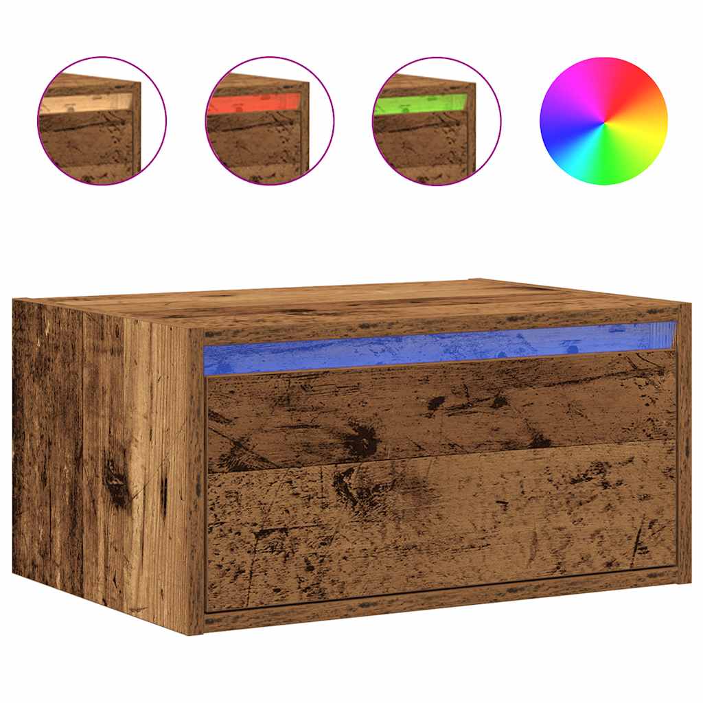 Wall-mounted Bedside Cabinet | Old wood | Engineered wood