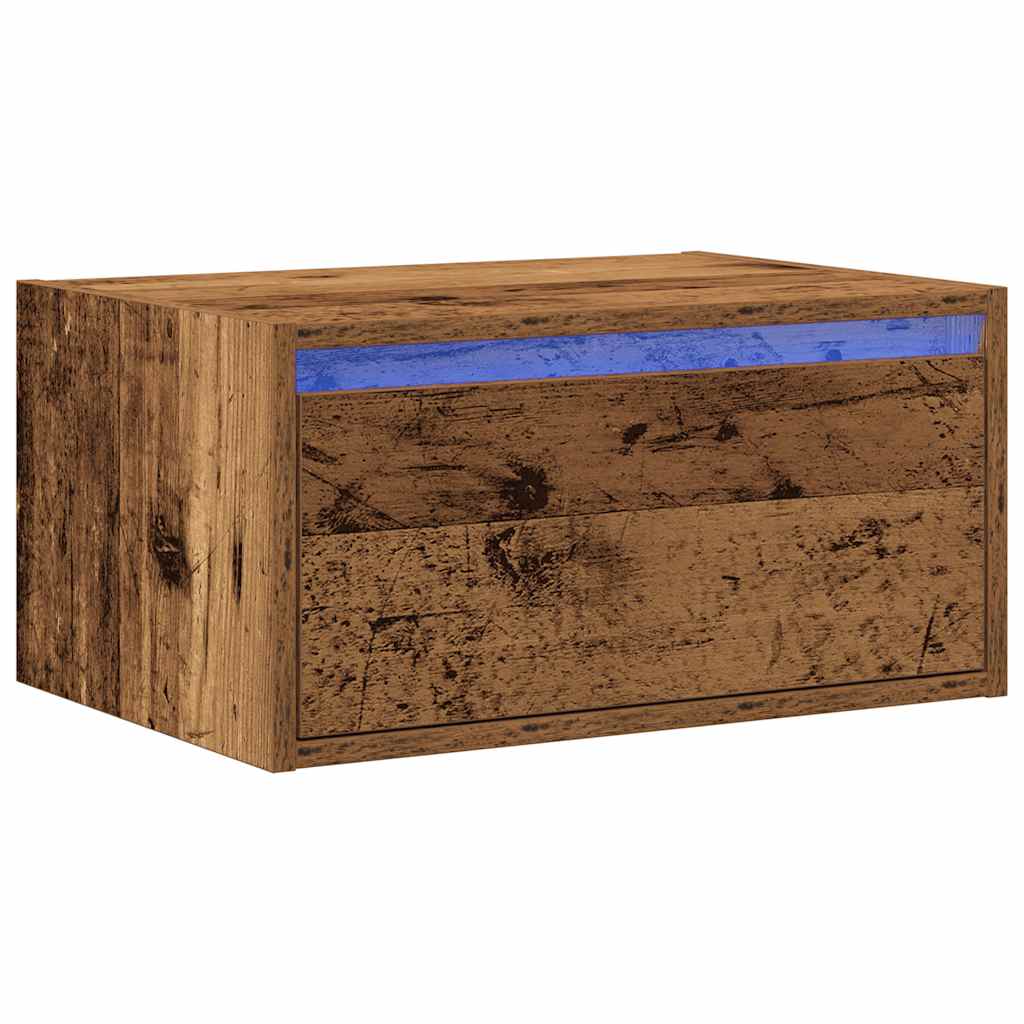 Wall-mounted Bedside Cabinet | Old wood | Engineered wood