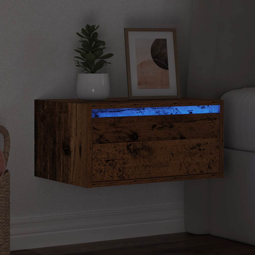 Wall-mounted Bedside Cabinet | Old wood | Engineered wood