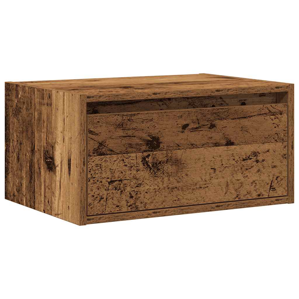 Wall-mounted Bedside Cabinet | Old wood | Engineered wood