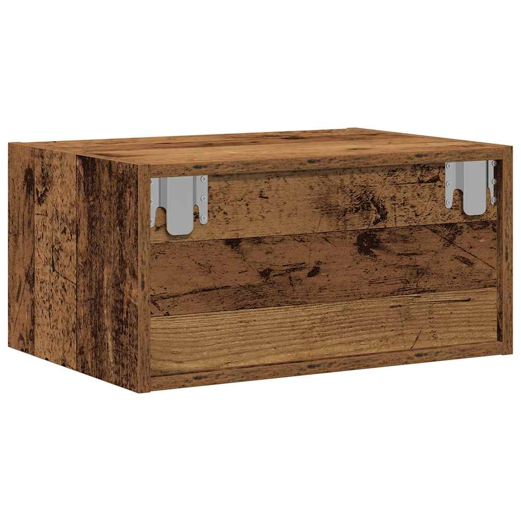 Wall-mounted Bedside Cabinet | Old wood | Engineered wood