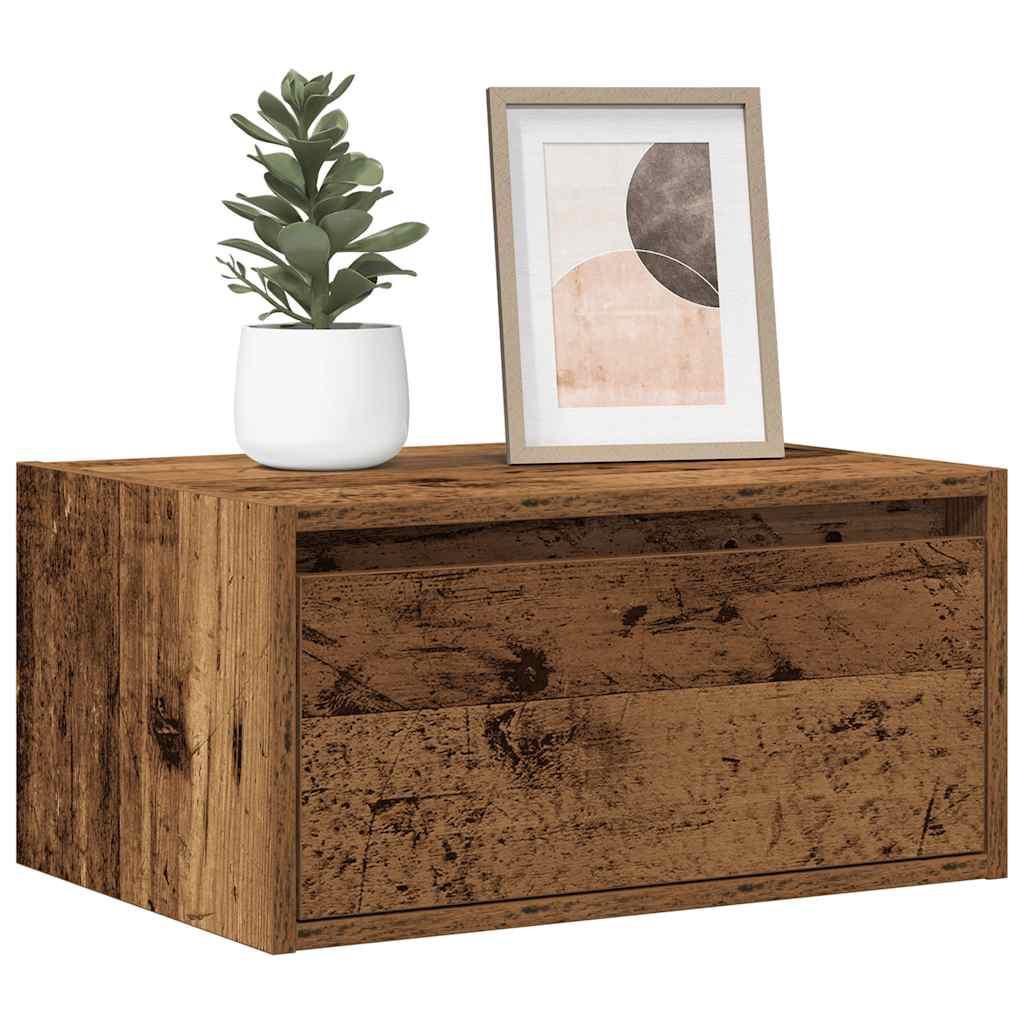 Wall-mounted Bedside Cabinet | Old wood | Engineered wood