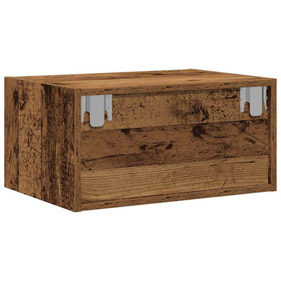Wall-mounted Bedside Cabinets with LED Lights 2 pcs Old Wood
