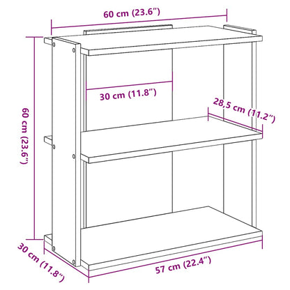 Bookcase 3-Tier Artisan Oak 60x30x60 cm Engineered Wood