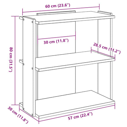Bookcase 3-Tier Sonoma Oak 60x30x80 cm Engineered Wood