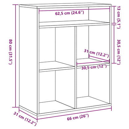 Book Cabinet Concrete Grey 66x31x80 cm Engineered Wood