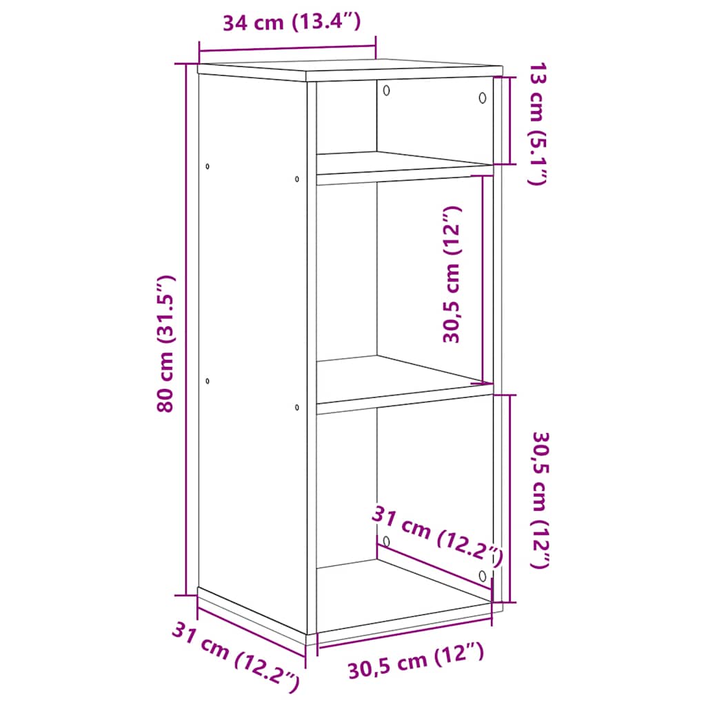 Book Cabinet Sonoma Oak 34x31x80 cm Engineered Wood