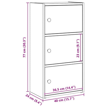 Bookcase Black Oak 40x24x77 cm Engineered Wood