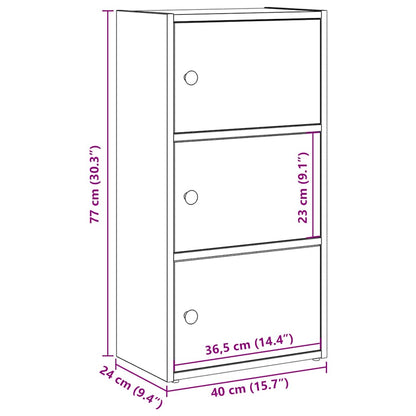 Bookcase Smoked Oak 40x24x77 cm Engineered Wood