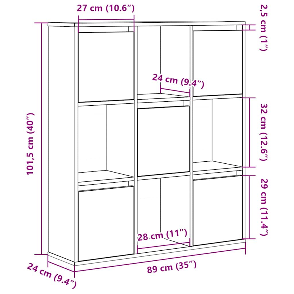 Bookcase Concrete Grey 89x24x101.5 cm Engineered Wood