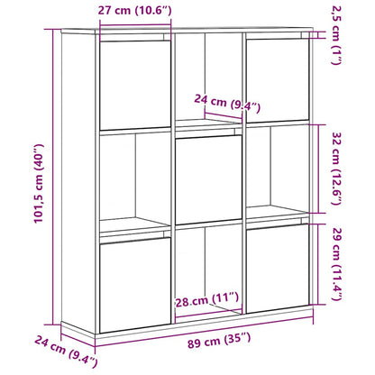 Bookcase Concrete Grey 89x24x101.5 cm Engineered Wood
