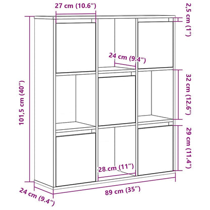 Bookcase Smoked Oak 89x24x101.5 cm Engineered Wood