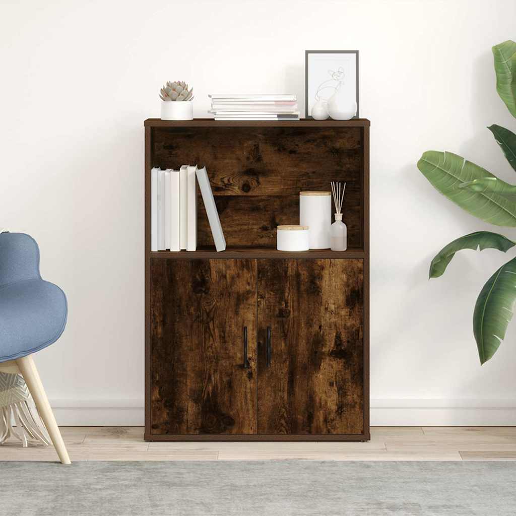 Bookcase Smoked Oak 60x24x85 cm Engineered Wood