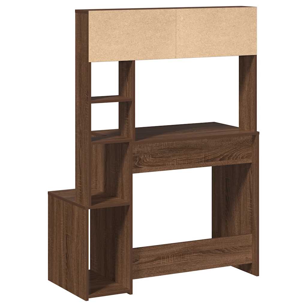 Desk with Shelves Brown Oak 100x45x140 cm Engineered Wood