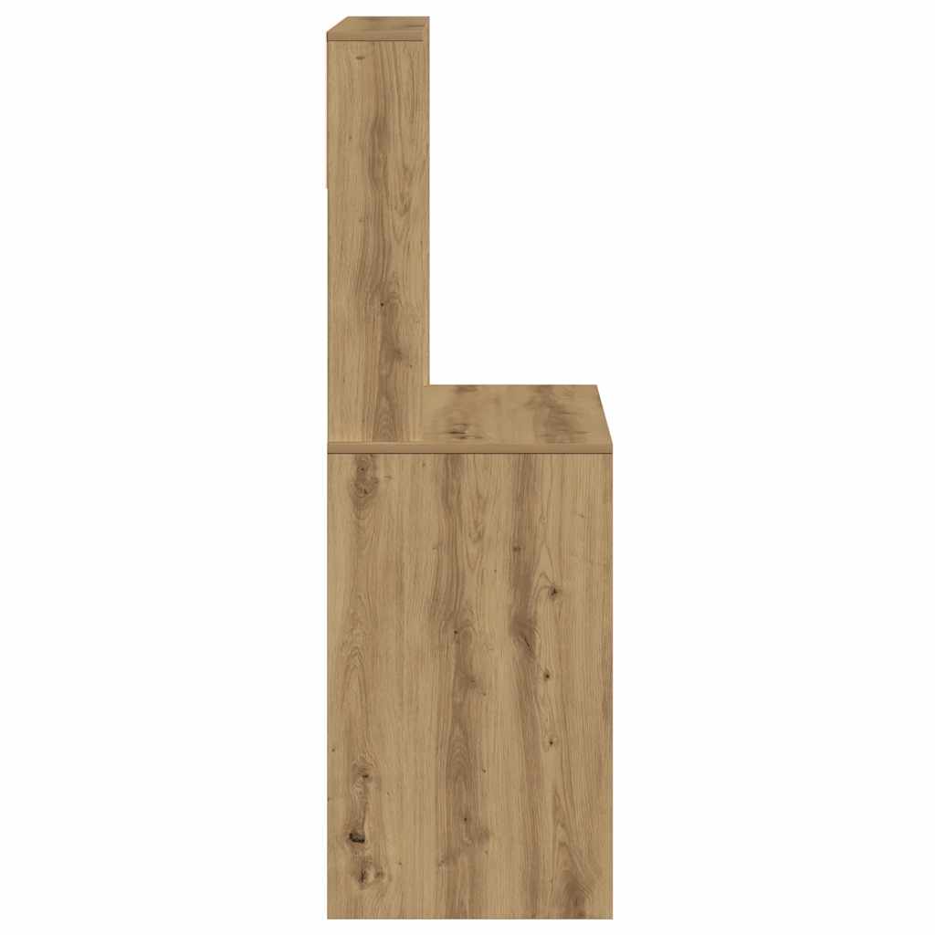 Desk with Shelves Artisan Oak 100x45x140 cm Engineered Wood