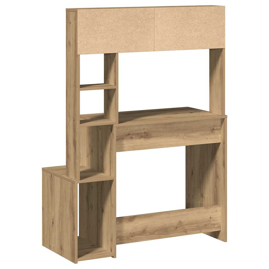 Desk with Shelves Artisan Oak 100x45x140 cm Engineered Wood