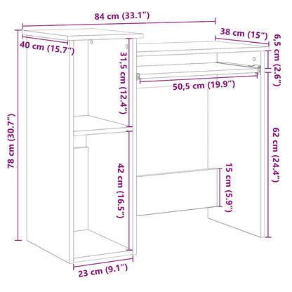Desk with Shelves Old Wood 84x40x78 cm Engineered Wood