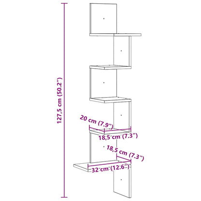 Wall Corner Shelf Concrete Grey 32x32x127,5 cm Engineered Wood