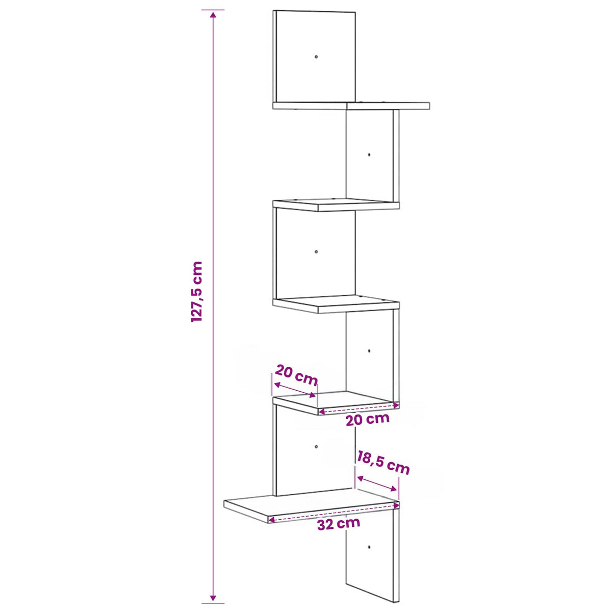 Wall Corner Shelf Concrete Grey 32x32x127,5 cm Engineered Wood
