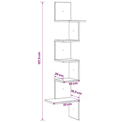 Wall Corner Shelf Concrete Grey 32x32x127,5 cm Engineered Wood