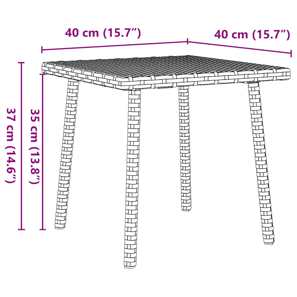 Garden Coffee Table Rectangular Beige 40x40x37 cm Poly Rattan