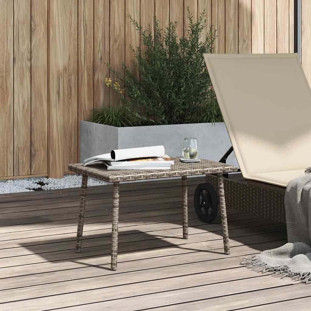 Garden Coffee Table Rectangular Grey 60x40x37 cm Poly Rattan