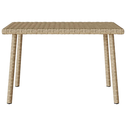 Garden Coffee Table Rectangular Beige 60x40x37 cm Poly Rattan