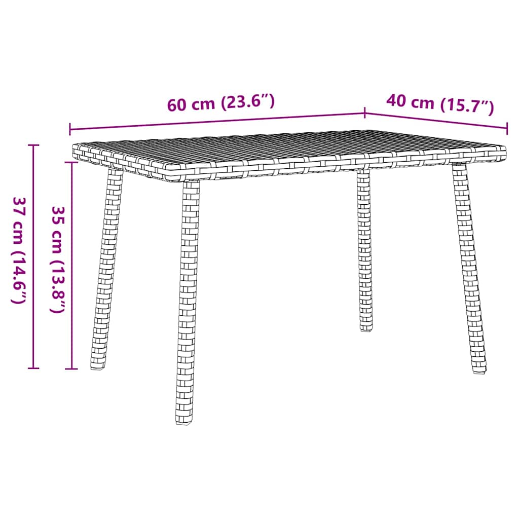 Garden Coffee Table Rectangular Beige 60x40x37 cm Poly Rattan