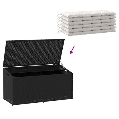 Garden Storage Box Black 110x50x58 cm Poly Rattan