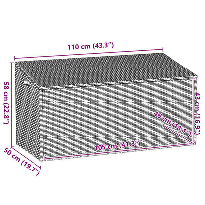 Garden Storage Box Brown 110x50x58 cm Poly Rattan