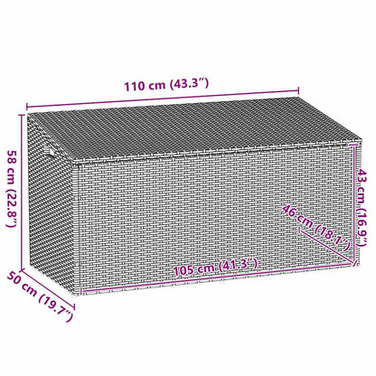 Garden Storage Box Grey 110x50x58 cm Poly Rattan