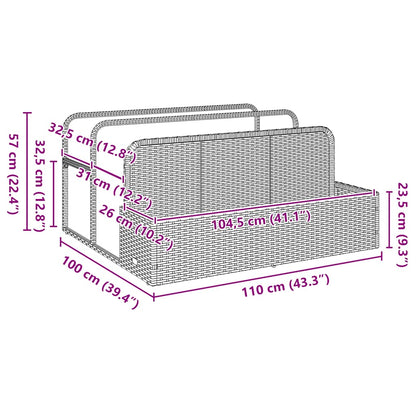 Poolside Float Storage Black 110x100x57 cm Poly Rattan