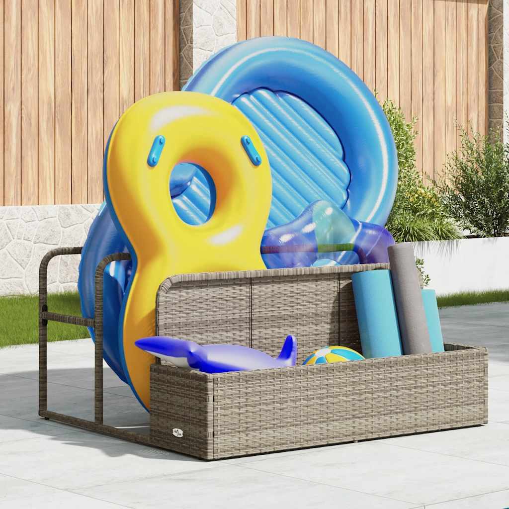 Poolside Float Storage Light Grey 110x100x57 cm Poly Rattan