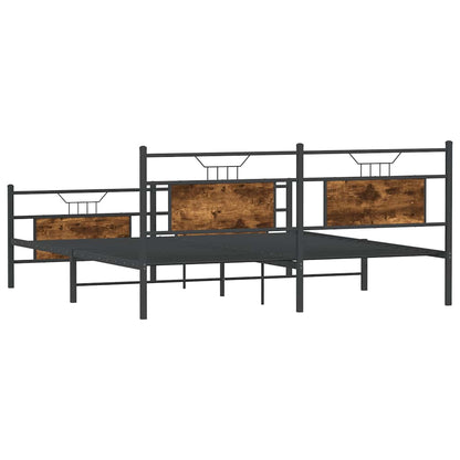 Metal Bed Frame without Mattress Smoked Oak 160x200 cm
