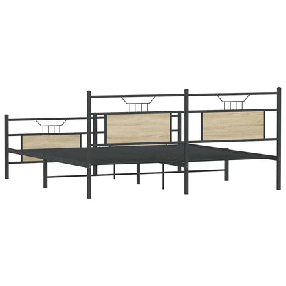 Metal Bed Frame without Mattress Sonoma Oak 183x213 cm
