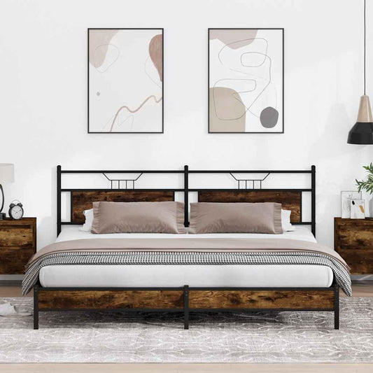 Metal Bed Frame without Mattress Smoked Oak 193x201 cm